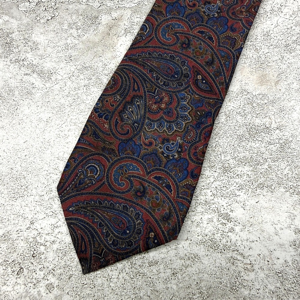 Paolo Albizzati Silk Tie Mens One Size Red Paisley Pointed Made In Italy Necktie